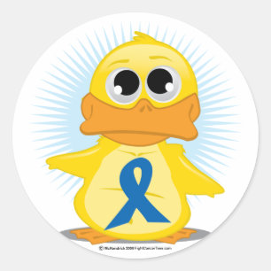 Blue Awareness Ribbon Duck Classic Round Sticker