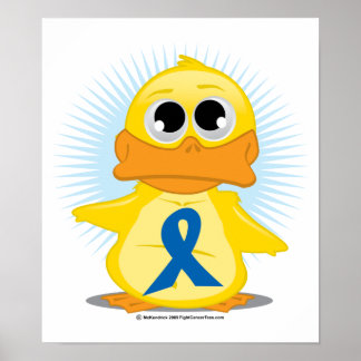 Blue Awareness Ribbon Duck Poster