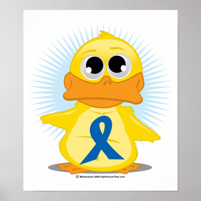 Blue Awareness Ribbon Duck Poster (Front)