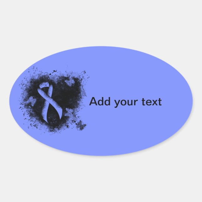 Blue Awareness Ribbon Grunge Heart Oval Sticker (Front)