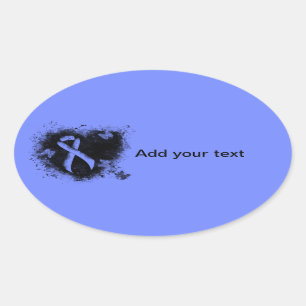 Blue Awareness Ribbon Grunge Heart Oval Sticker