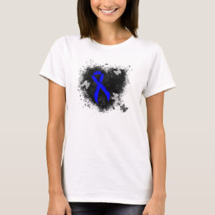 Blue Awareness Ribbon Grunge Heart T-Shirt