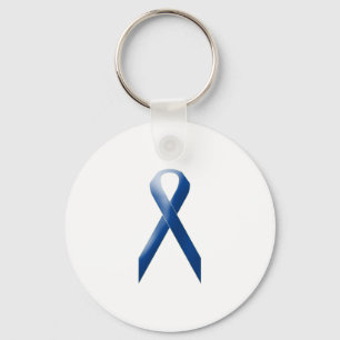 Blue awareness ribbon key ring