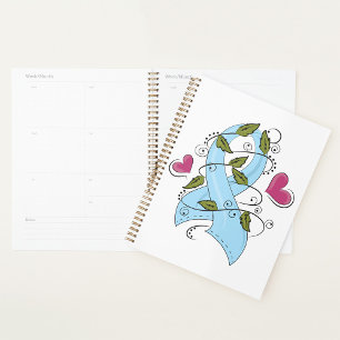Blue Awareness Ribbon Spiral Planner