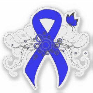 Blue Awareness Ribbon with Butterfly