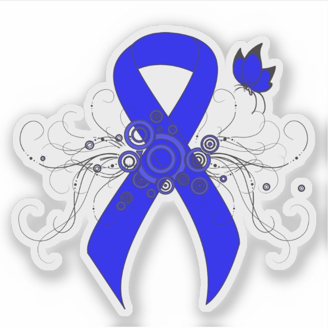 Blue Awareness Ribbon with Butterfly (Front)