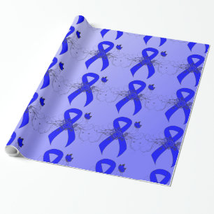 Blue Awareness Ribbon with Butterfly Wrapping Paper