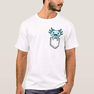 Blue Axolotl Pocket Salamander Mexican Walking Fis T-Shirt