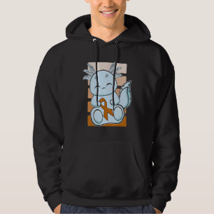 Blue Axolotl With Orange Ribbon For Leukemia Aware Hoodie