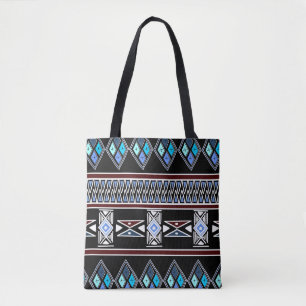 Blue Aztec Print Tote Bag