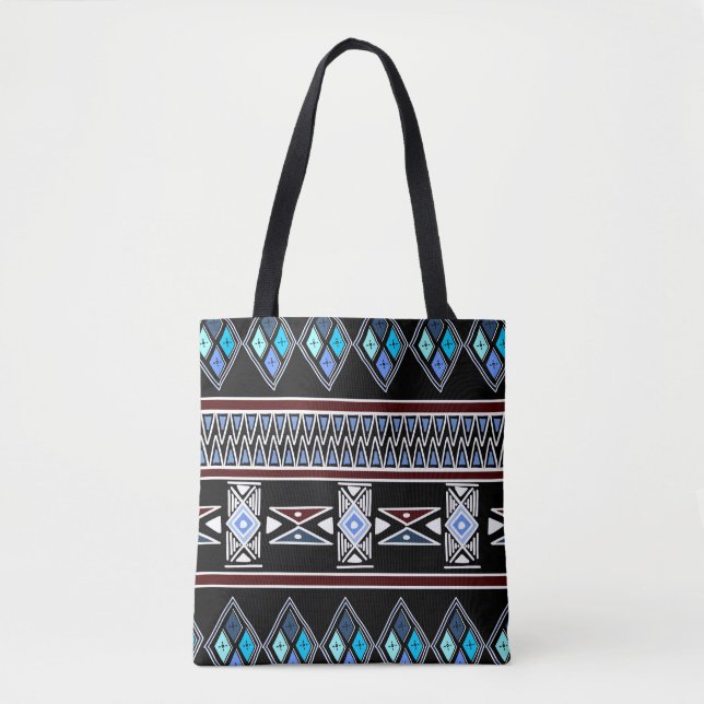 Blue Aztec Print Tote Bag (Front)