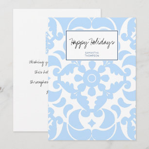  Blue Azulejos Portuguese Spanish Mediterranean Holiday Card