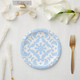  Blue Azulejos Portuguese Spanish Mediterranean Paper Plate