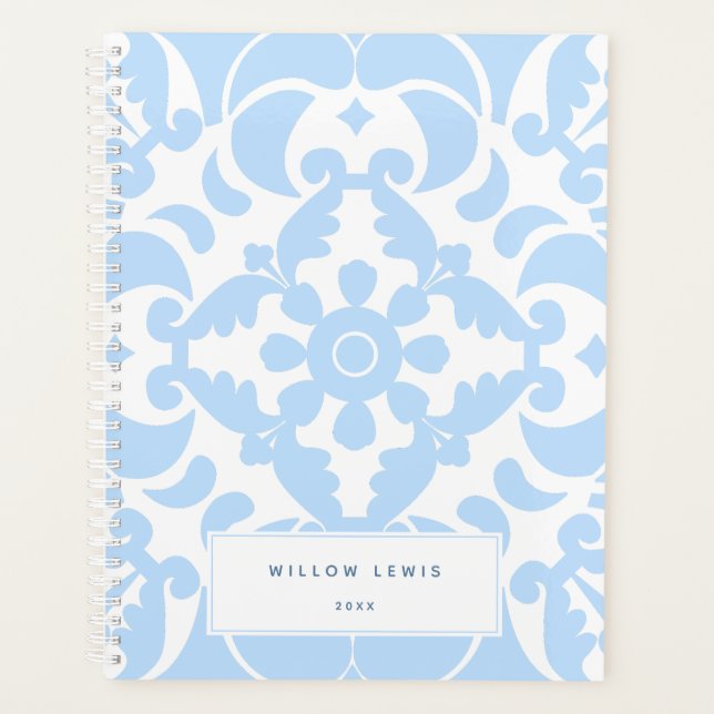  Blue Azulejos Portuguese Spanish Mediterranean Planner (Front)