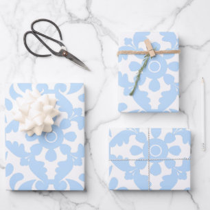 Blue Azulejos Portuguese Spanish Mediterranean Wrapping Paper Sheet