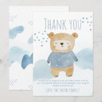 Blue Baby Bear with Hearts and Clouds