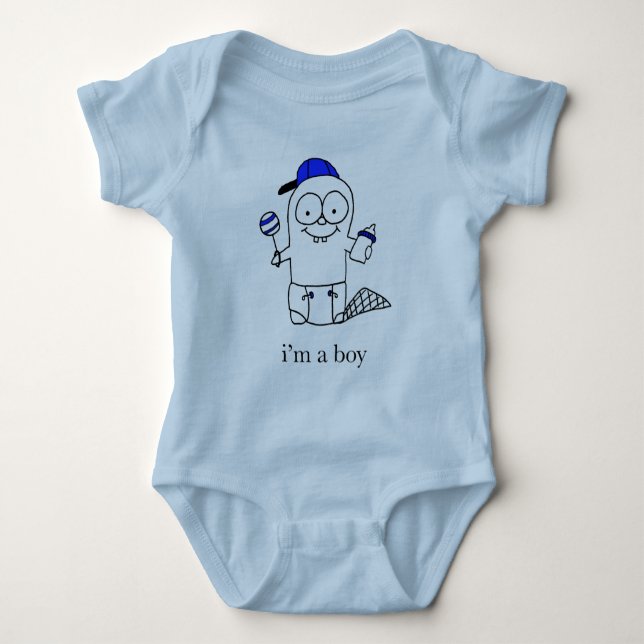 Blue Baby Beaver  for a Boy Bodysuit (Front)