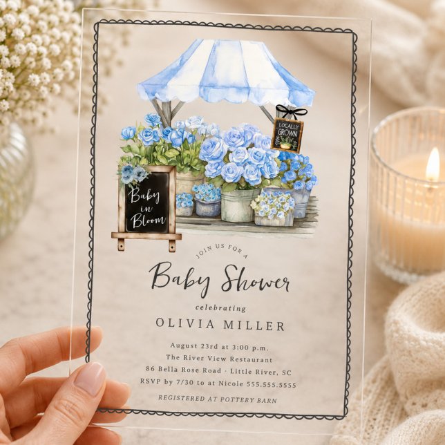 Blue Baby Bloom Shower Invitation (Creator Uploaded)