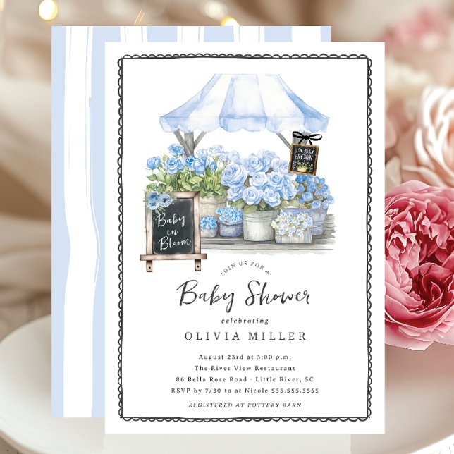 Blue Baby Bloom Shower Invitation (Creator Uploaded)