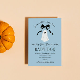 Blue Baby Boo Ghost Halloween Baby Shower Invitation