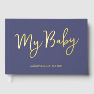 Blue Baby Book Foiled Script Keepsake for Mother