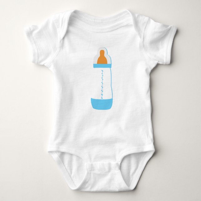 Blue baby bottle baby bodysuit (Front)