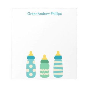 Blue Baby Bottles Personalised Notepad