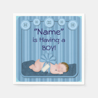 Blue Baby Boy Baby Shower Paper Napkins