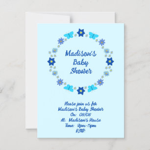 Blue Baby Boy Butterflies and Flowers Baby Shower Magnetic Invitation