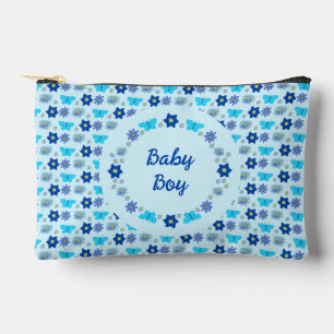 Blue Baby Boy Butterflies and Flowers Custom Accessory Pouch