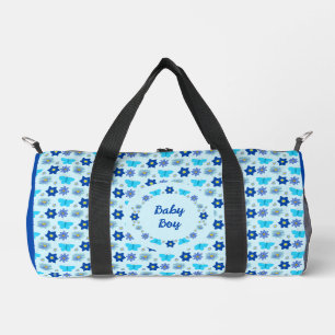 Blue Baby Boy Butterflies and Flowers Custom Duffle Bag