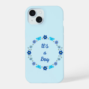 Blue Baby Boy Butterflies and Flowers Custom iPhone 15 Case