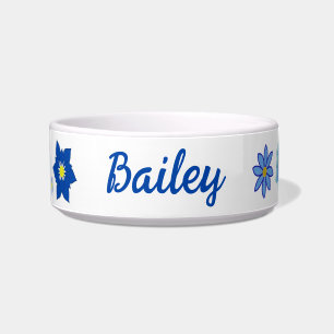 Blue Baby Boy Butterflies and Flowers Custom Name Bowl