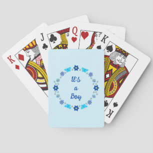 Blue Baby Boy Butterflies and Flowers Custom Playing Cards