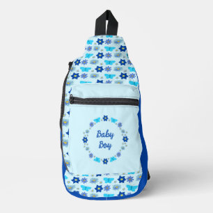 Blue Baby Boy Butterflies and Flowers Custom Sling Bag