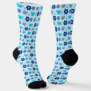 Blue Baby Boy Butterflies and Flowers Patterned Socks