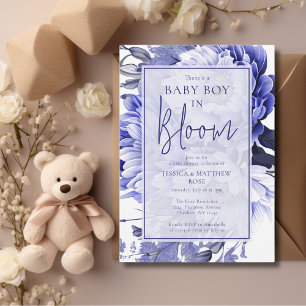Blue Baby Boy in Bloom Baby Shower  Invitation