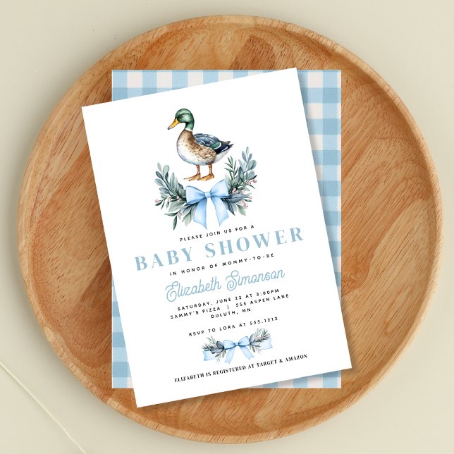 Blue Baby Boy Mallard Duck Baby Shower Invitation (Blue Baby Boy Mallard Duck Baby Shower Invitation)