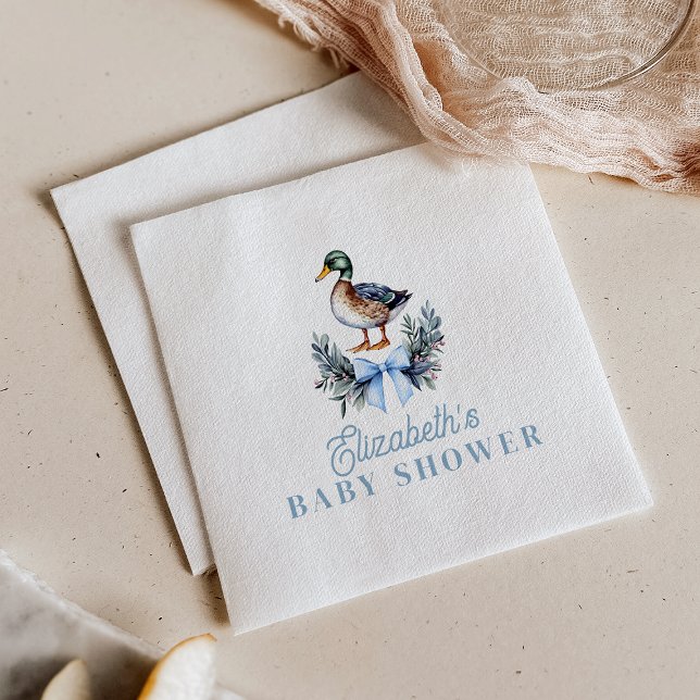 Blue Baby Boy Mallard Duck Baby Shower Napkin (Blue Baby Boy Mallard Duck Baby Shower Napkins)