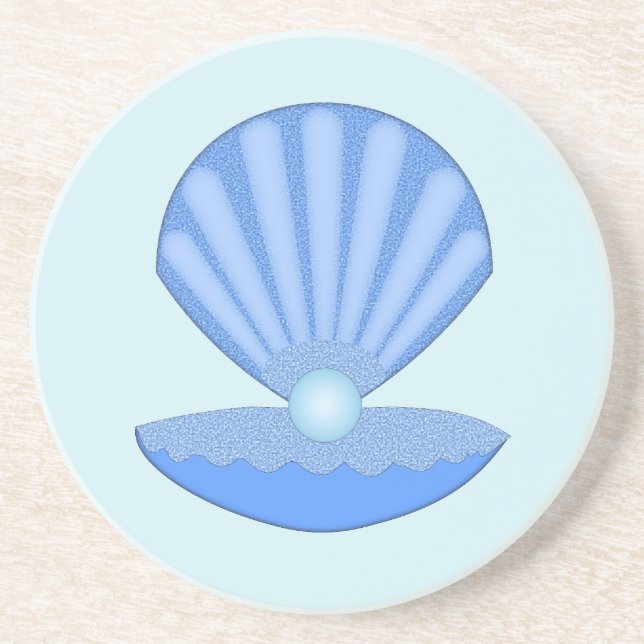Blue Baby Boy Oyster shell and Pearl Coaster (Front)