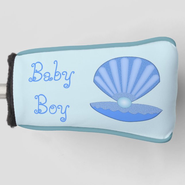 Blue Baby Boy Oyster shell and Pearl Custom Golf Head Cover (Front)