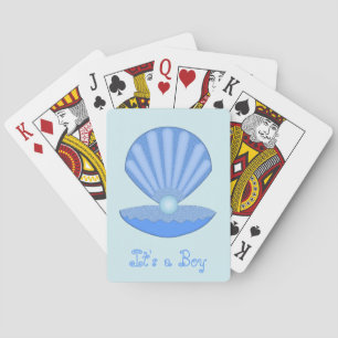 Blue Baby Boy Oyster shell and Pearl Custom Playing Cards