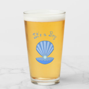 Blue Baby Boy Oyster shell and Pearl Dad to Be Glass