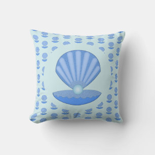 Blue Baby Boy Oyster shell and Pearl Patterned Cushion
