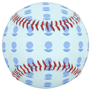 Blue Baby Boy Oyster shell and Pearl Patterned Softball