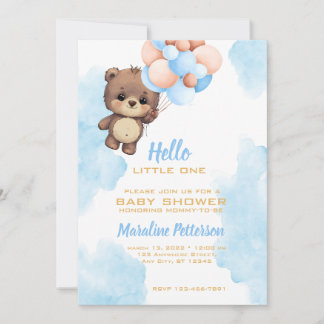 Blue Baby Boy Shower Invitation