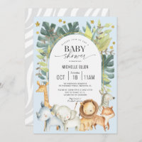 Blue Baby boy shower Jungle animals themed