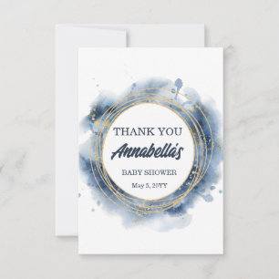Blue Baby Boy Shower Thank You Card