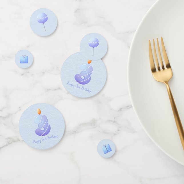 Blue Baby Boy Third Birthday Confetti (Group)