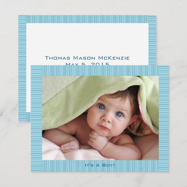 Blue Baby Boyl Announcement (Front/Back)